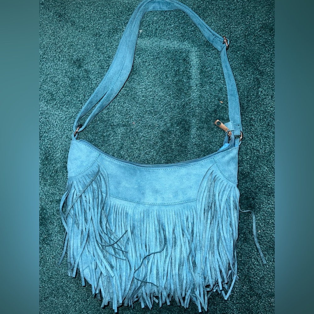 Fringe Teal Purse
